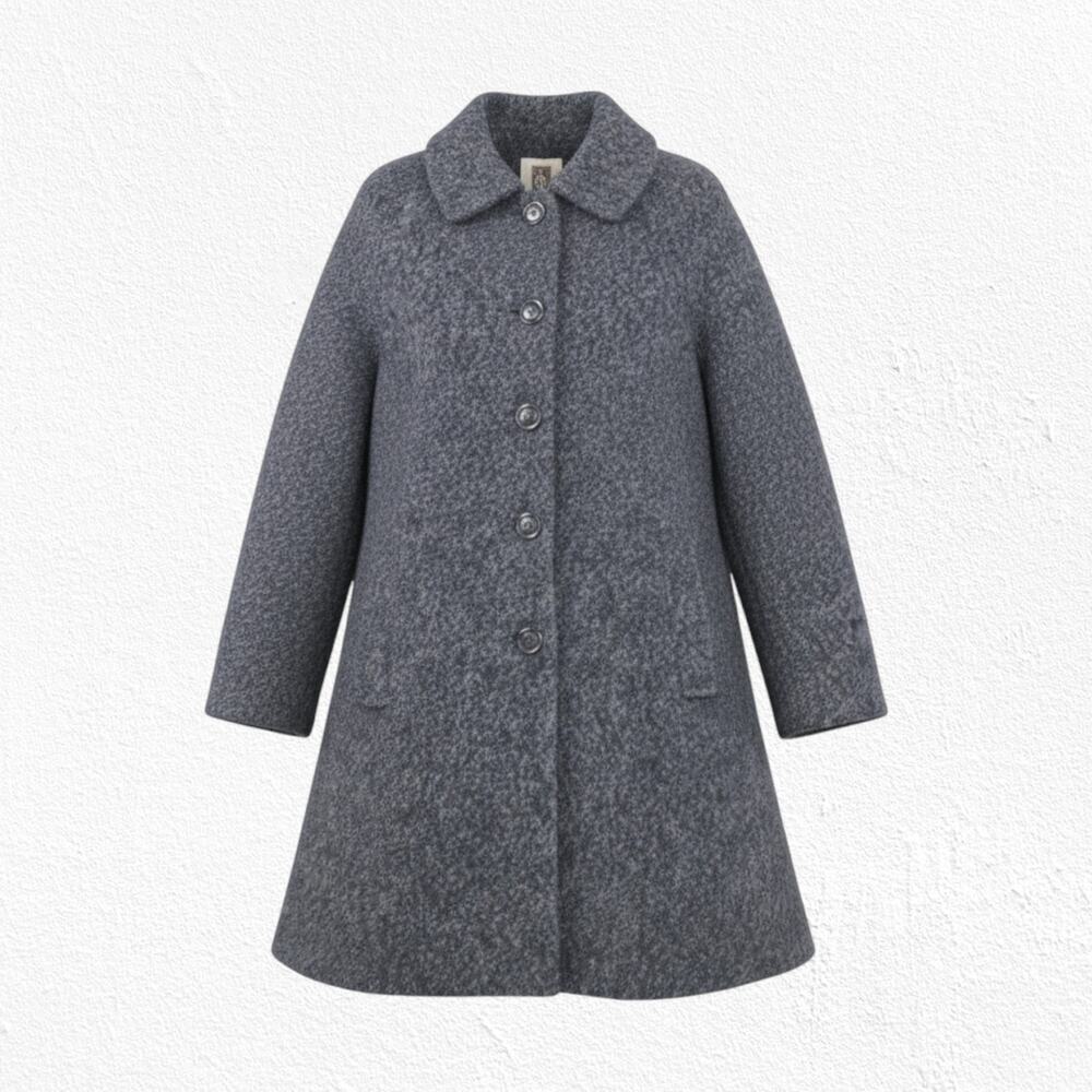 Y2K Anne Klein Charcoal Gray Wool Blend Button Front Peacoat Overcoat Size XXL